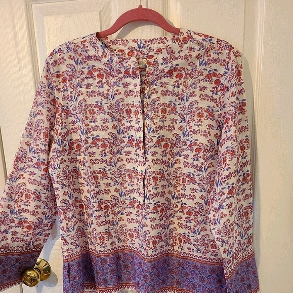 Tunic in iris block print